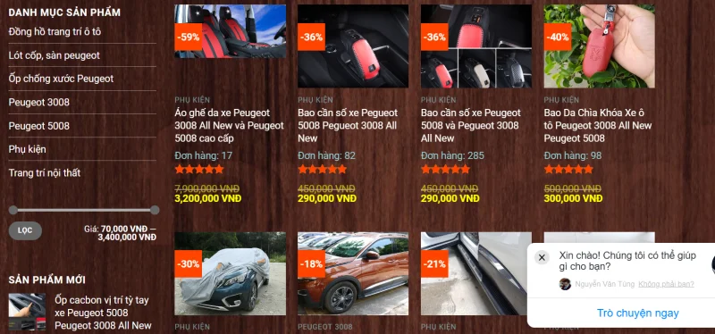 phụ kiện đồ chơi xe ô tô Peugeot
