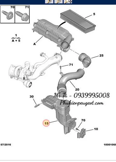 hộp đựng lọc gió động cơ Peugeot