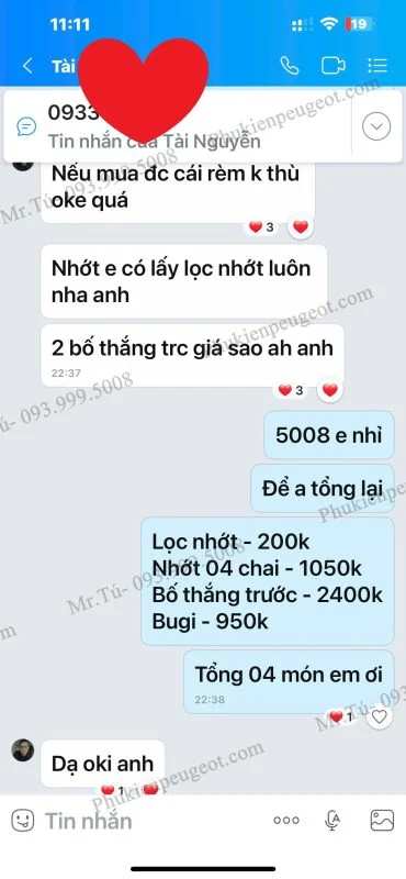phụ tùng bảo dưỡng Peugeot 5008