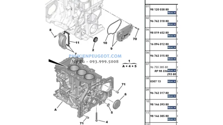 phụ tùng đại tu động cơ xe Peugeot 2008