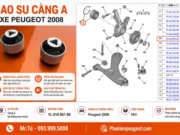 Cao su càng A xe Peugeot 2008 - phụ tùng xe Peugeot